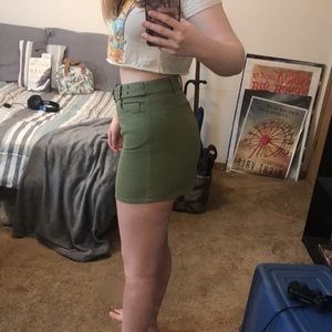 Army green denim skirt